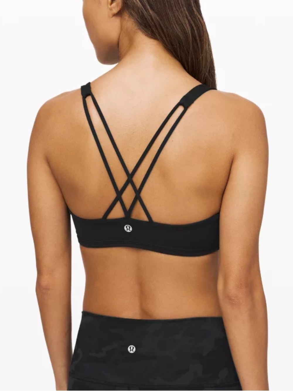 Lululemon Athletica Free to Be Black Strappy Sports Bra Yoga Running Size 2